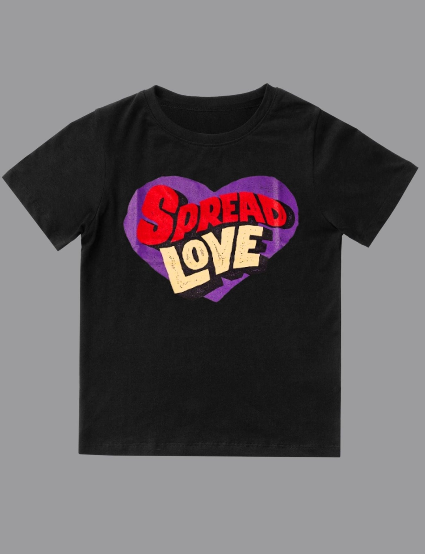 Spread Love Purple Heart Black Tee