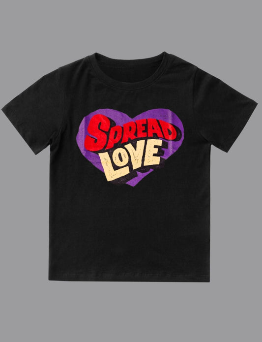Spread Love Purple Heart Black Tee