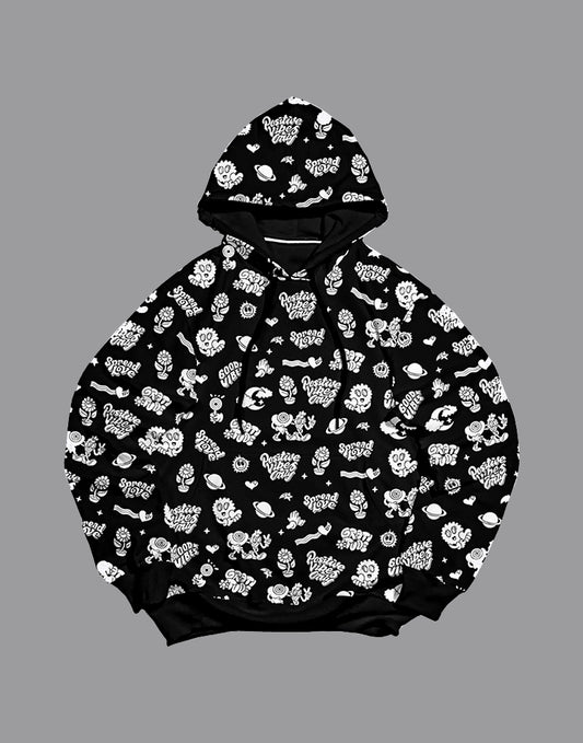 Positive Vibes Hoodie- Black White